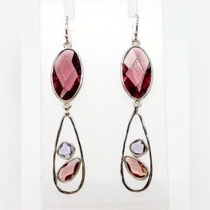 Designer Silpada Retired Long Glass Sterling Silver Earrings